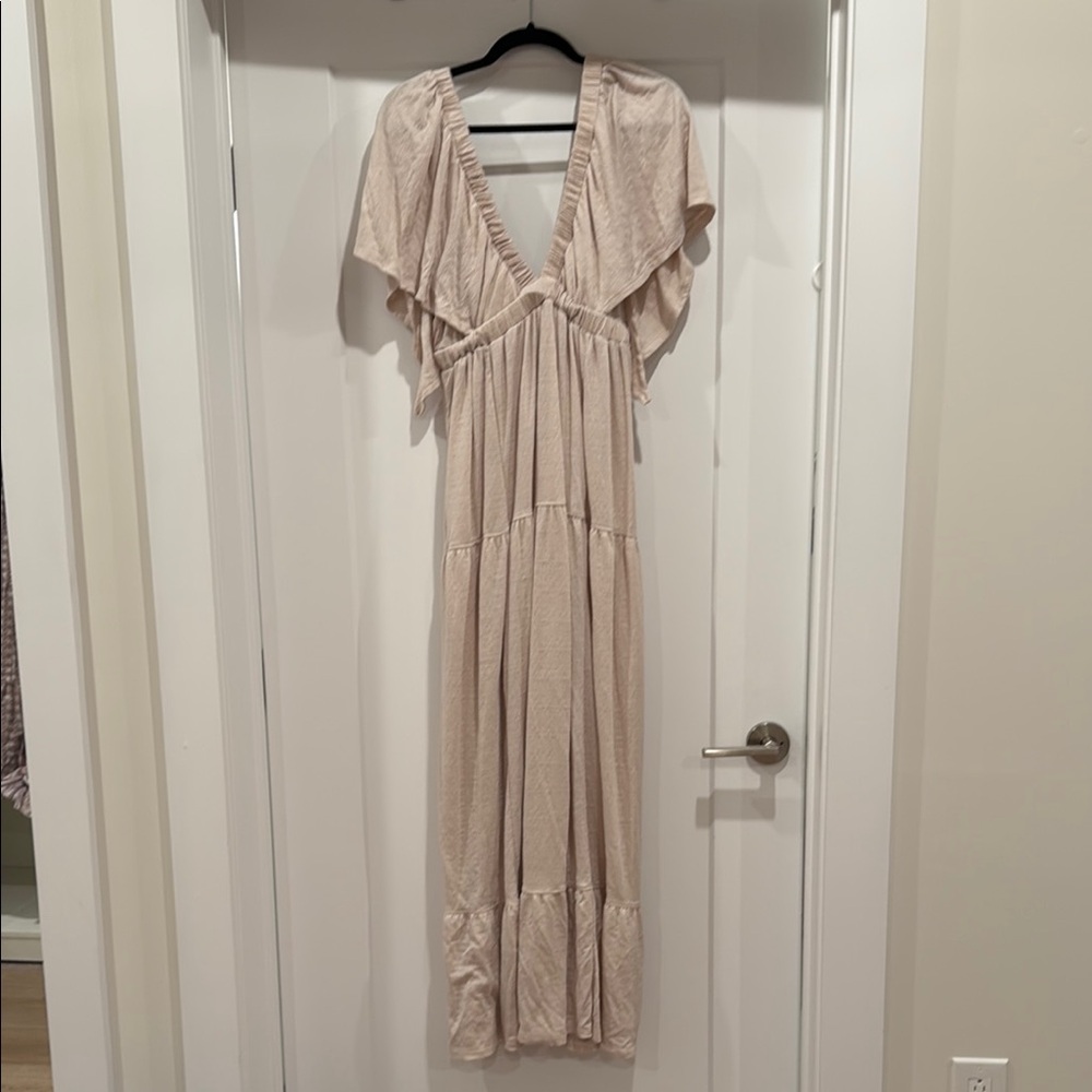 Free People Pink Ruffled Wrap Maxi Dress
